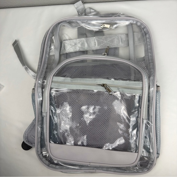NWT Clear Transparent Gray Backpack- Men Women- Stadium Bag - Picture 5 of 7